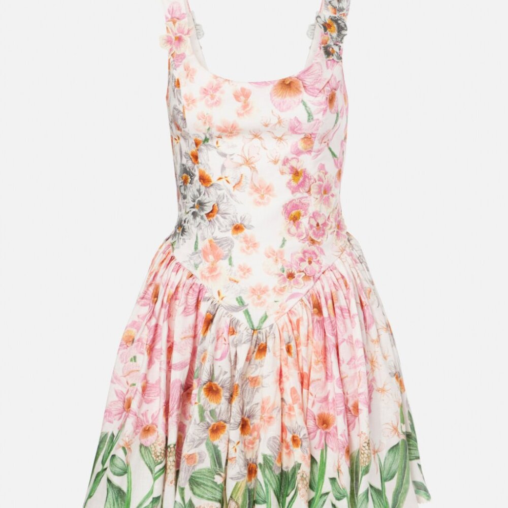 NWT AGUA BY AGUA BENDITA, Pluma Jardinera linen minidress COL XL/ US 10